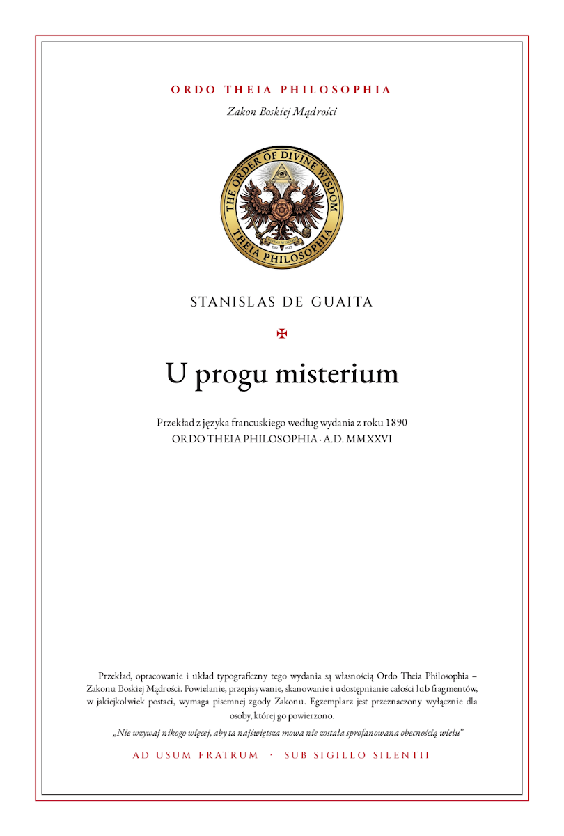 Pierwsza strona: U progu misterium – Stanislas de Guaita