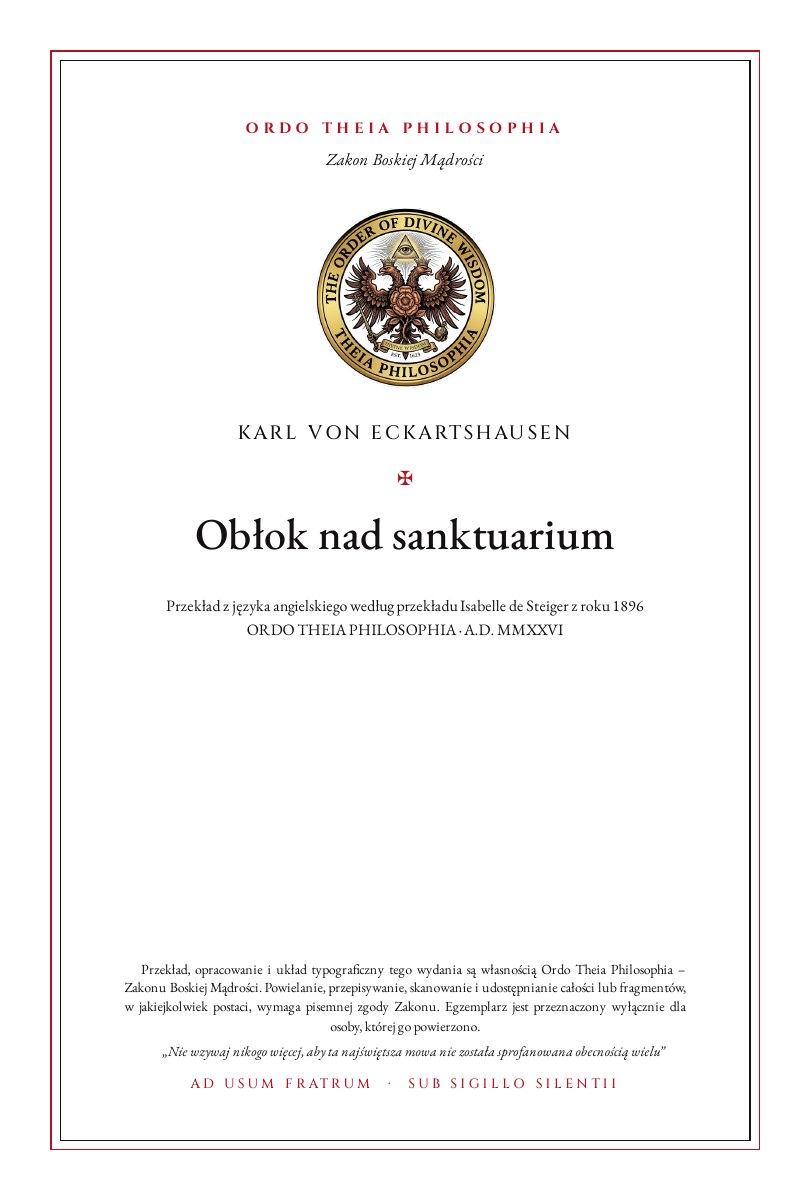 Pierwsza strona: Obłok nad sanktuarium – Karl von Eckartshausen