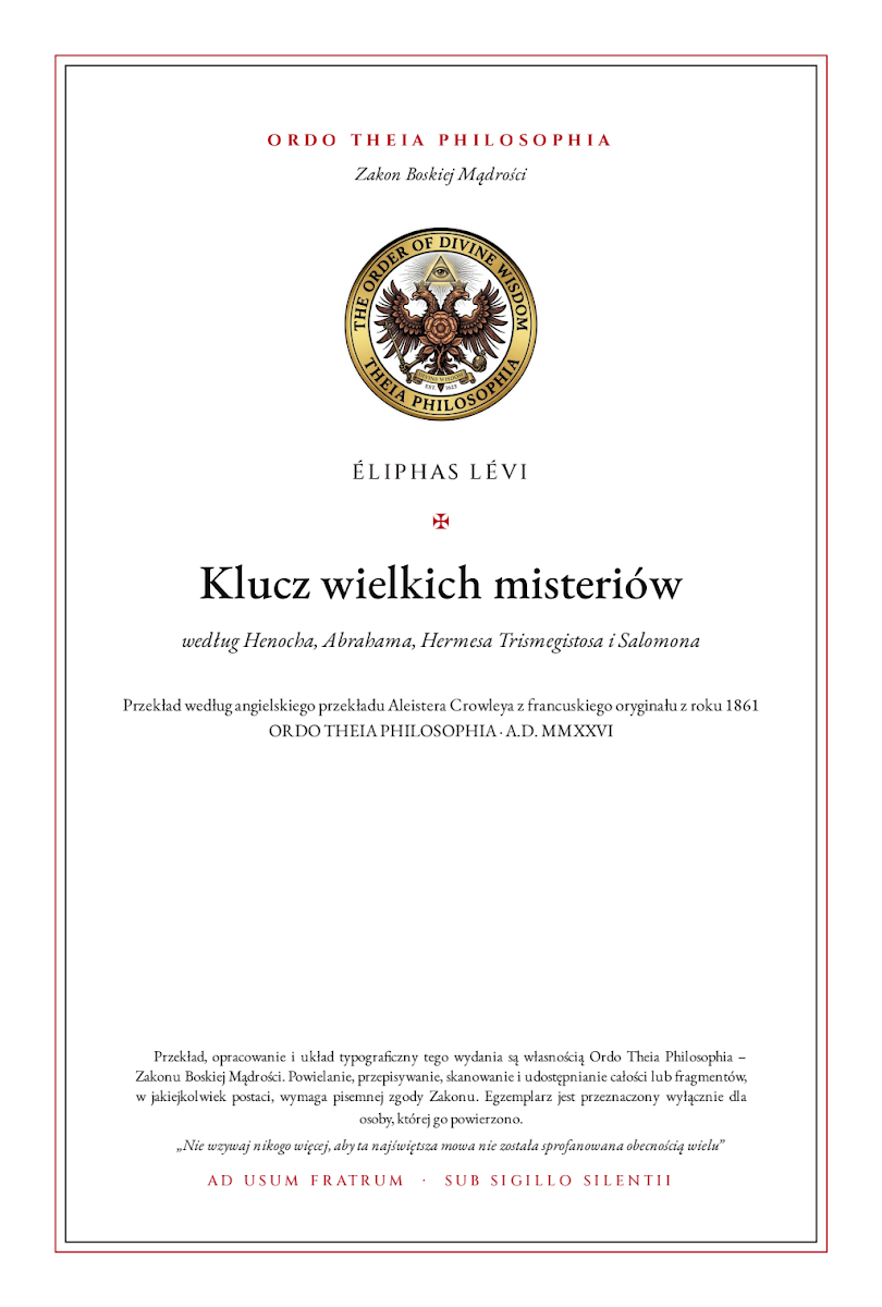 Pierwsza strona: Klucz wielkich misteriów – Éliphas Lévi
