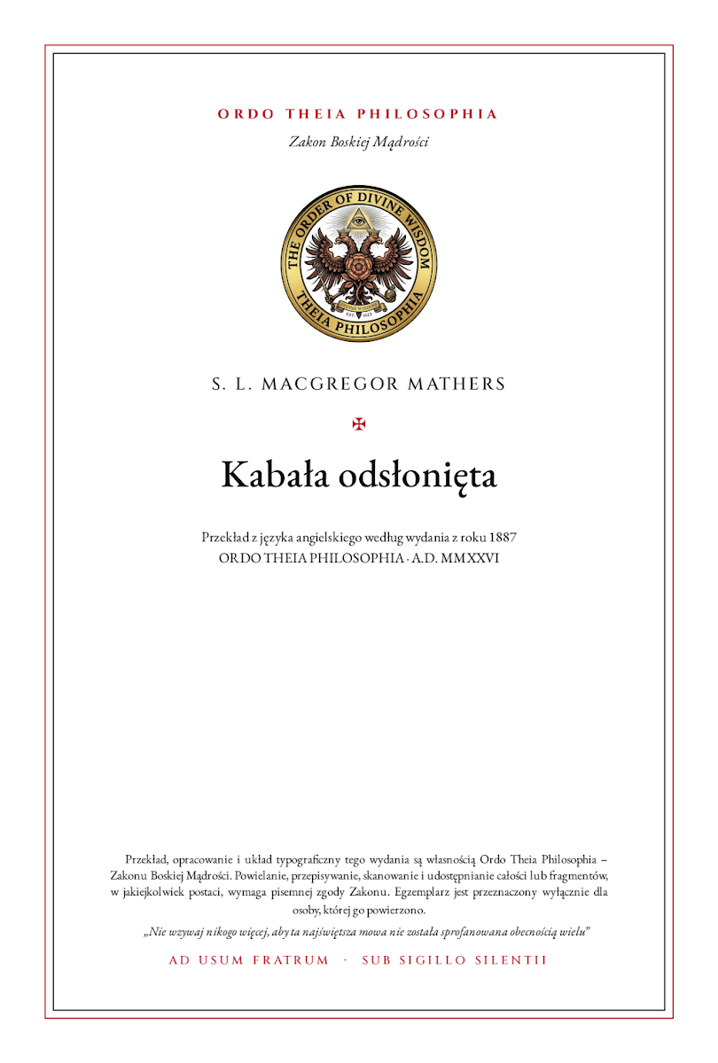 Pierwsza strona: Kabała odsłonięta – Samuel Liddell MacGregor Mathers