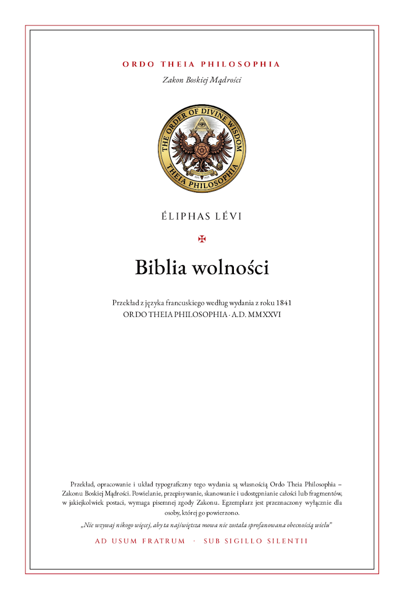 Pierwsza strona: Biblia wolności – Éliphas Lévi (Alphonse-Louis Constant)