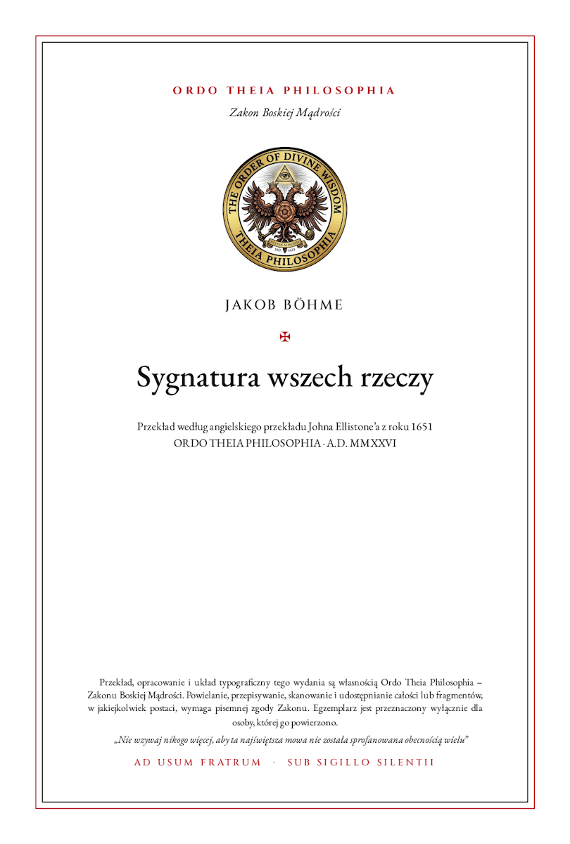 Pierwsza strona: Sygnatura wszech rzeczy – Jakob Böhme