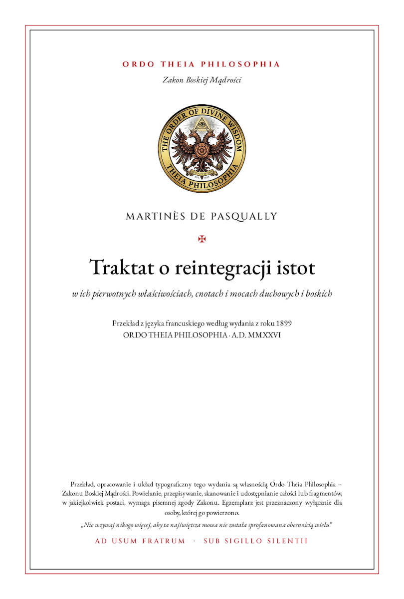 Pierwsza strona: Traktat o reintegracji istot – Martinès de Pasqually
