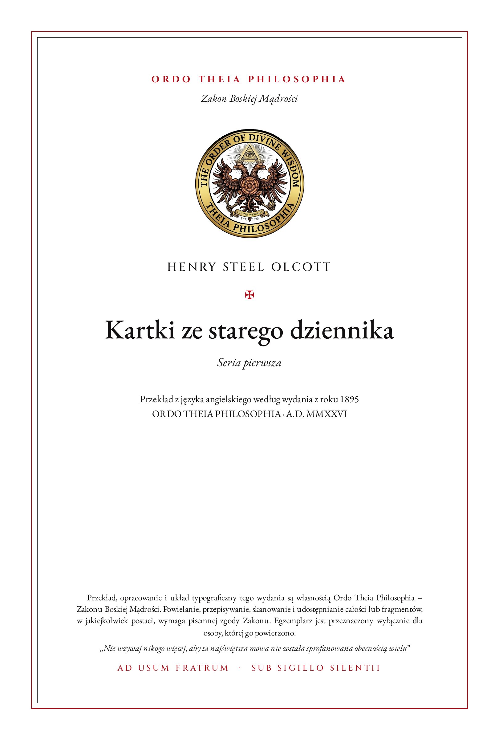 Pierwsza strona: Kartki ze starego dziennika – Henry Steel Olcott