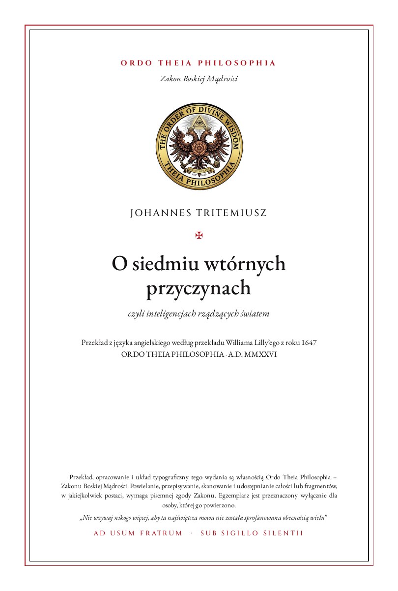 Pierwsza strona: O siedmiu wtórnych przyczynach – Jan Tritemiusz (Johannes Trithemius)