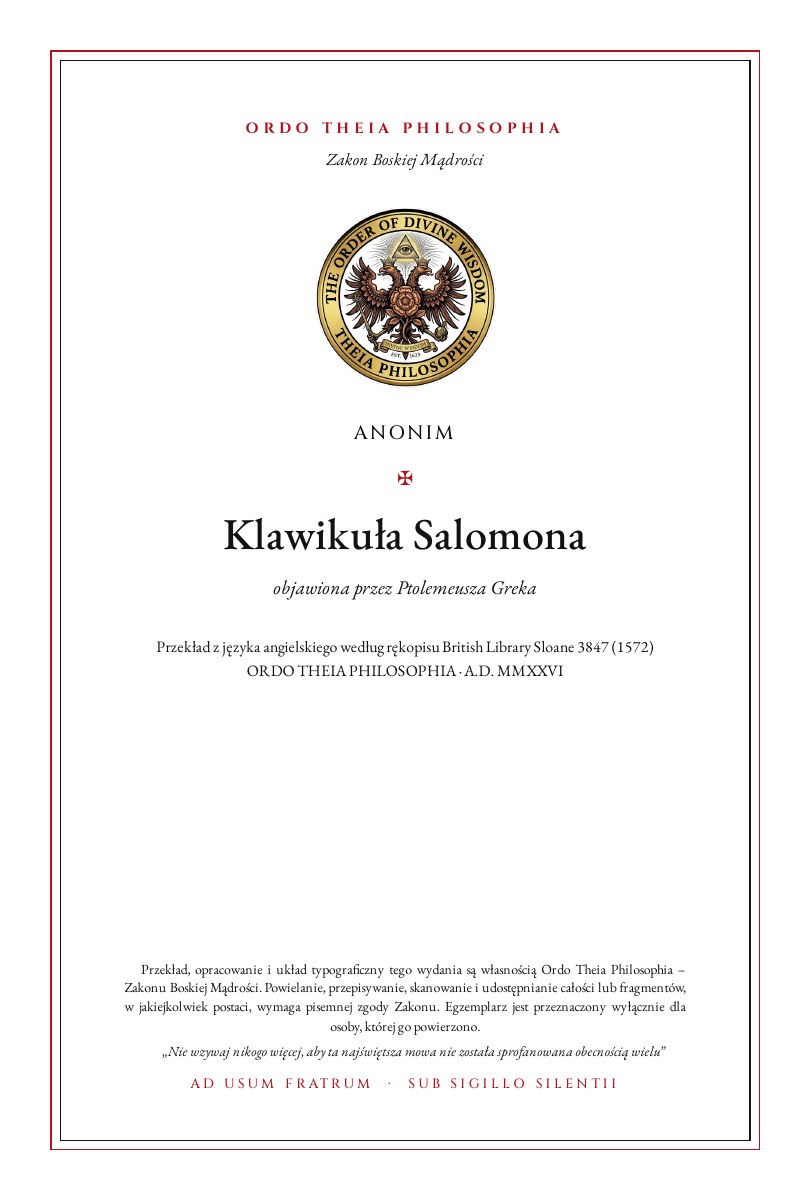 Pierwsza strona: Klawikuła Salomona – Anonim