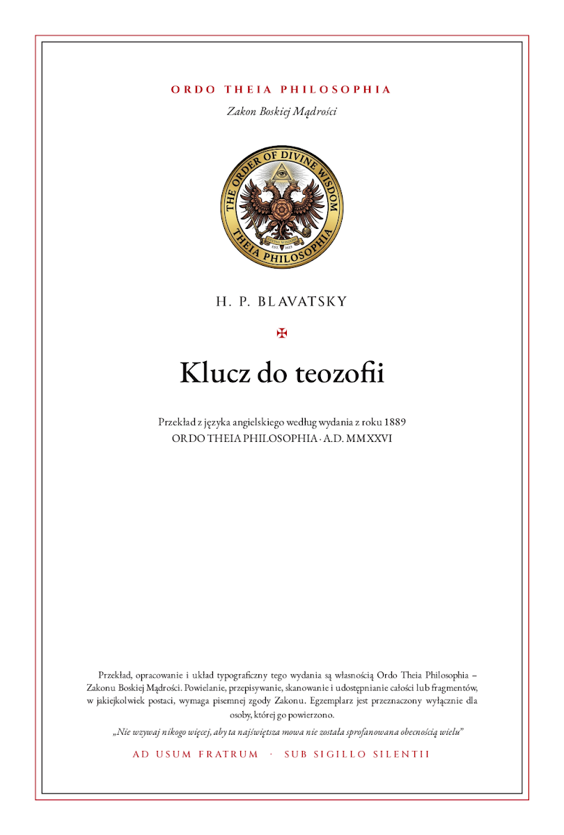 Pierwsza strona: Klucz do teozofii – Helena Petrovna Blavatsky