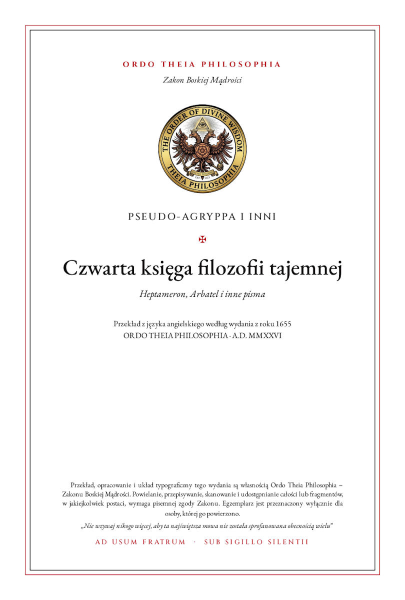 Pierwsza strona: Czwarta księga filozofii tajemnej – Pseudo-Agryppa i inni (zbiór w opracowaniu Roberta Turnera)
