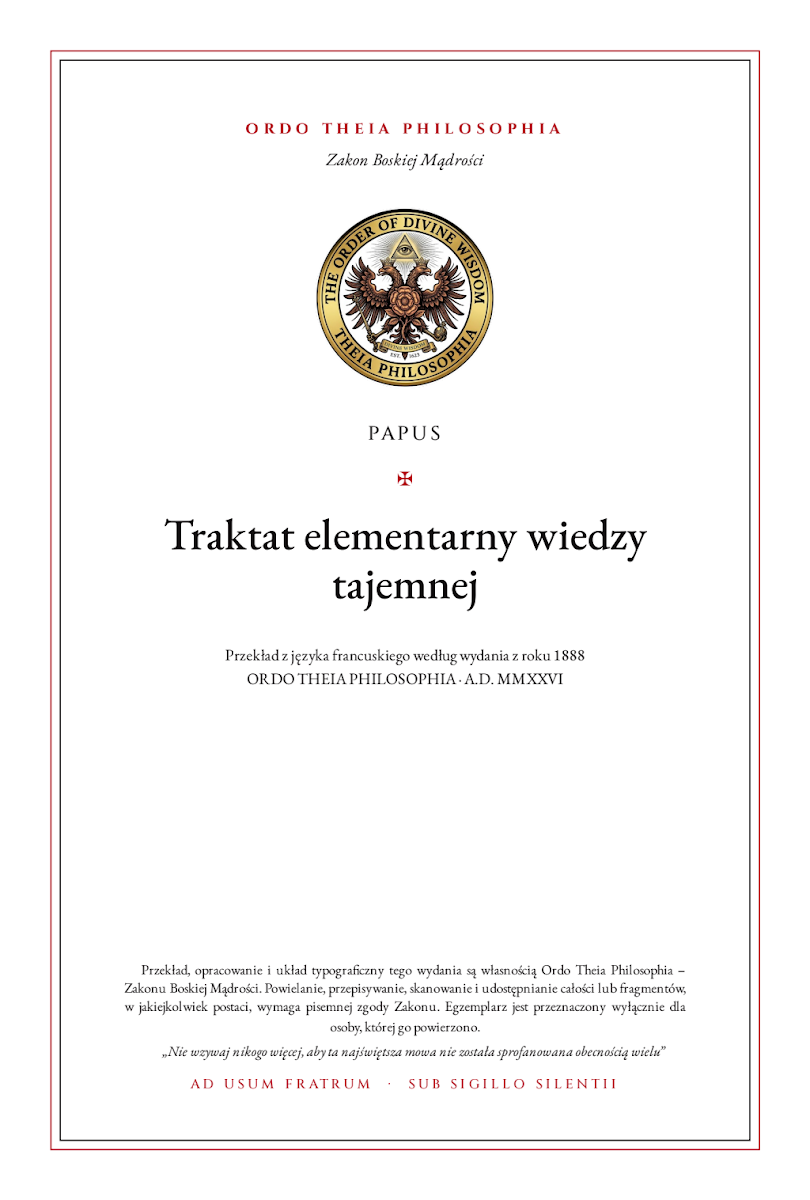 Pierwsza strona: Traktat elementarny wiedzy tajemnej – Papus (Gérard Encausse)