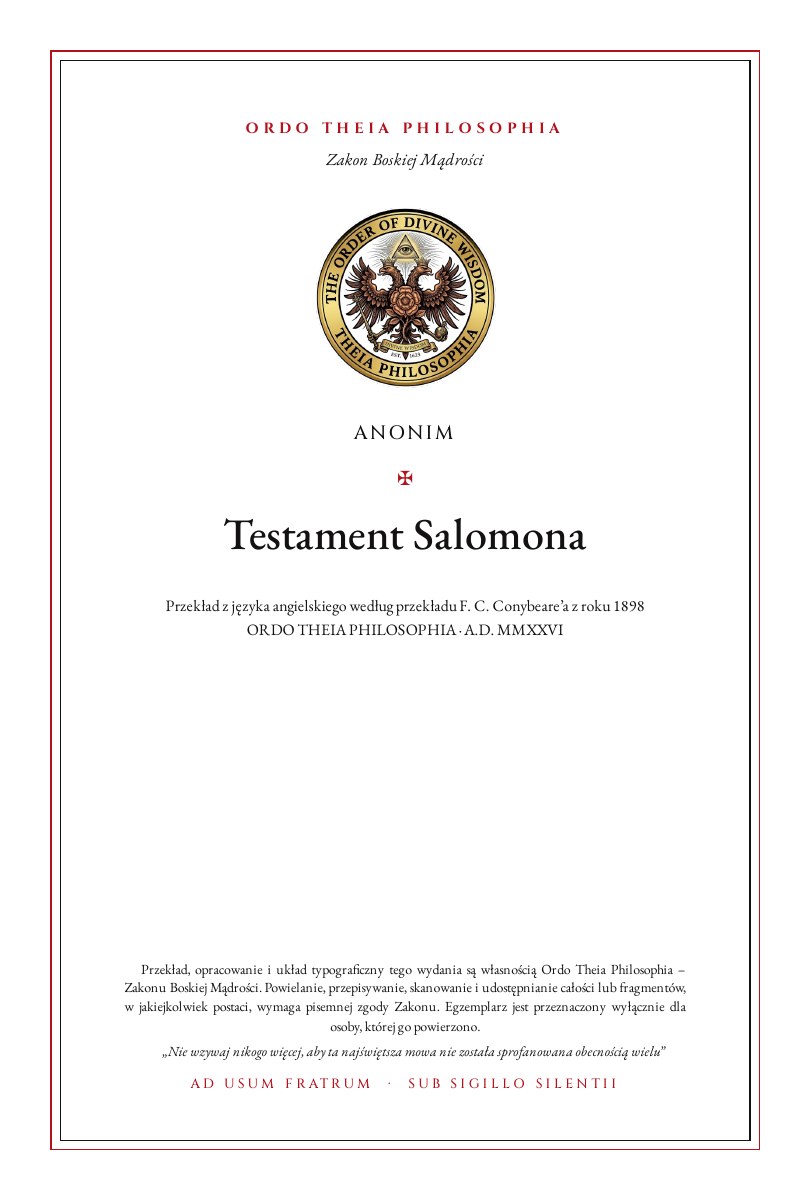 Pierwsza strona: Testament Salomona – Anonim