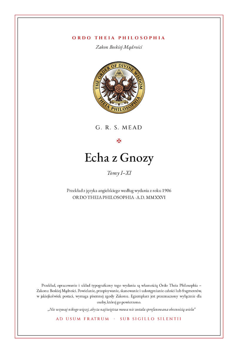 Pierwsza strona: Echa z Gnozy – George Robert Stow Mead