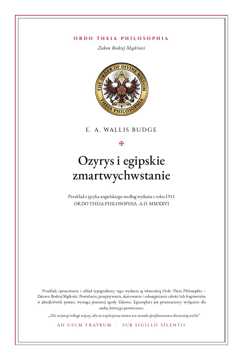 Pierwsza strona: Ozyrys i egipskie zmartwychwstanie – Ernest Alfred Wallis Budge