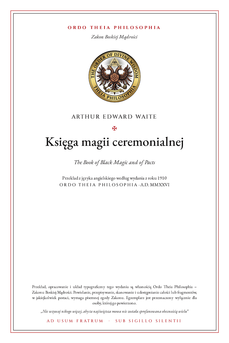 Pierwsza strona: Księga magii ceremonialnej – Arthur Edward Waite