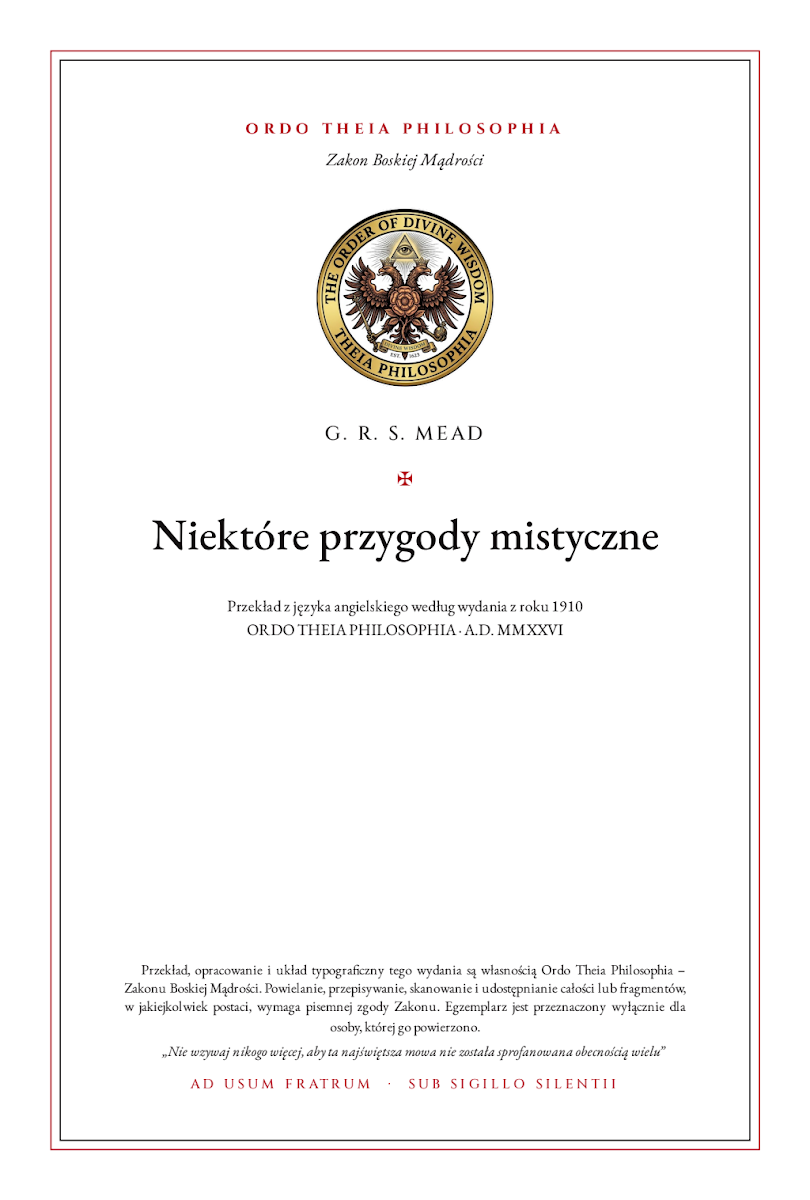 Pierwsza strona: Niektóre przygody mistyczne – George Robert Stow Mead