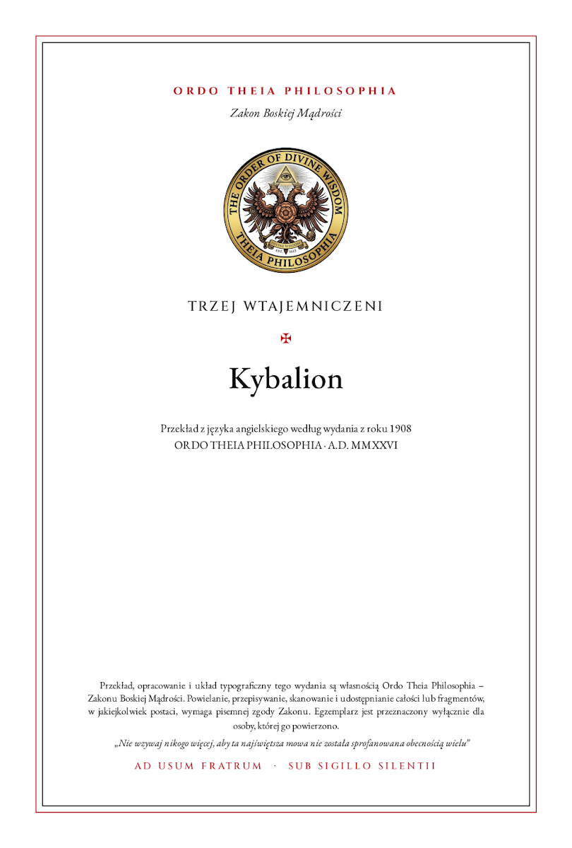 Pierwsza strona: Kybalion – Trzej Wtajemniczeni