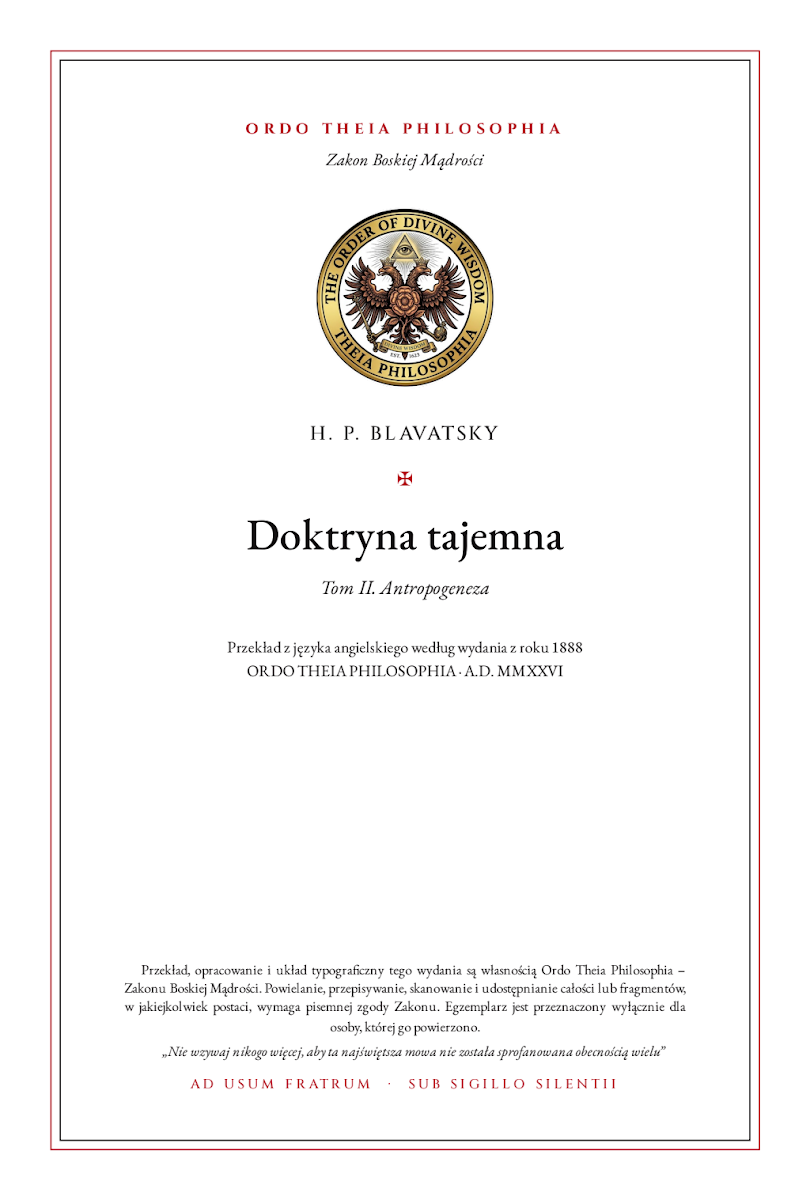 Pierwsza strona: Doktryna tajemna II – Helena Petrovna Blavatsky