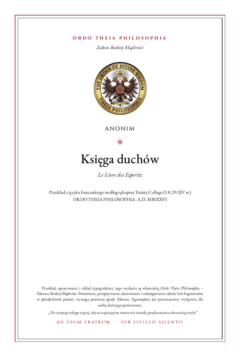 Pierwsza strona: Księga duchów – Anonim