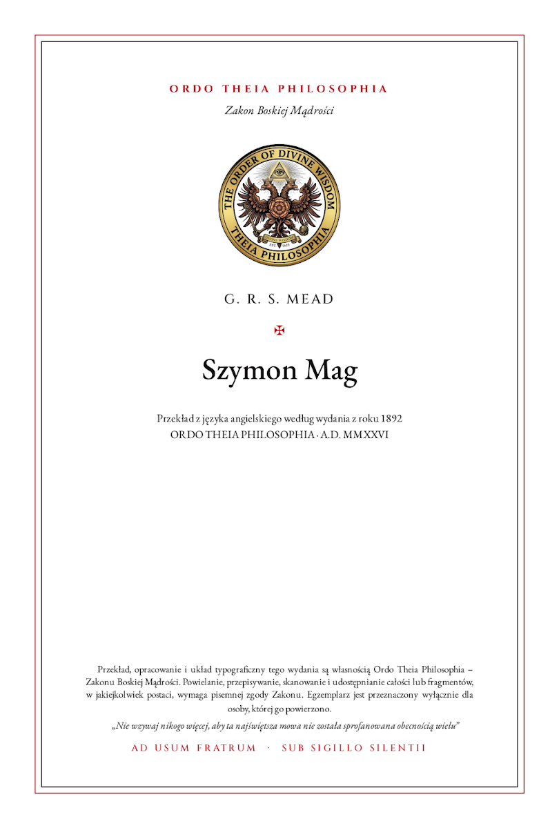 Pierwsza strona: Szymon Mag – George Robert Stow Mead