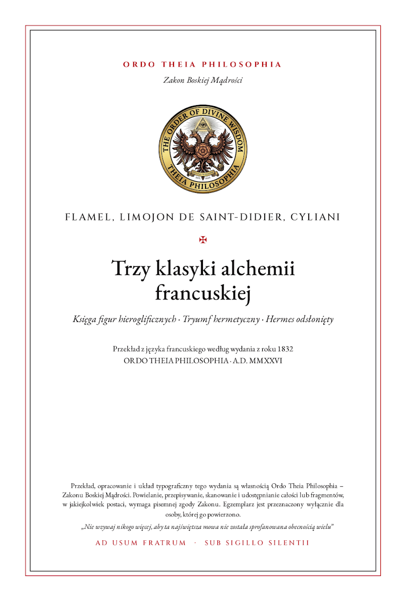 Pierwsza strona: Trzy klasyki alchemii francuskiej – Nicolas Flamel (przypisywane), Alexandre-Toussaint Limojon de Saint-Didier, Cyliani