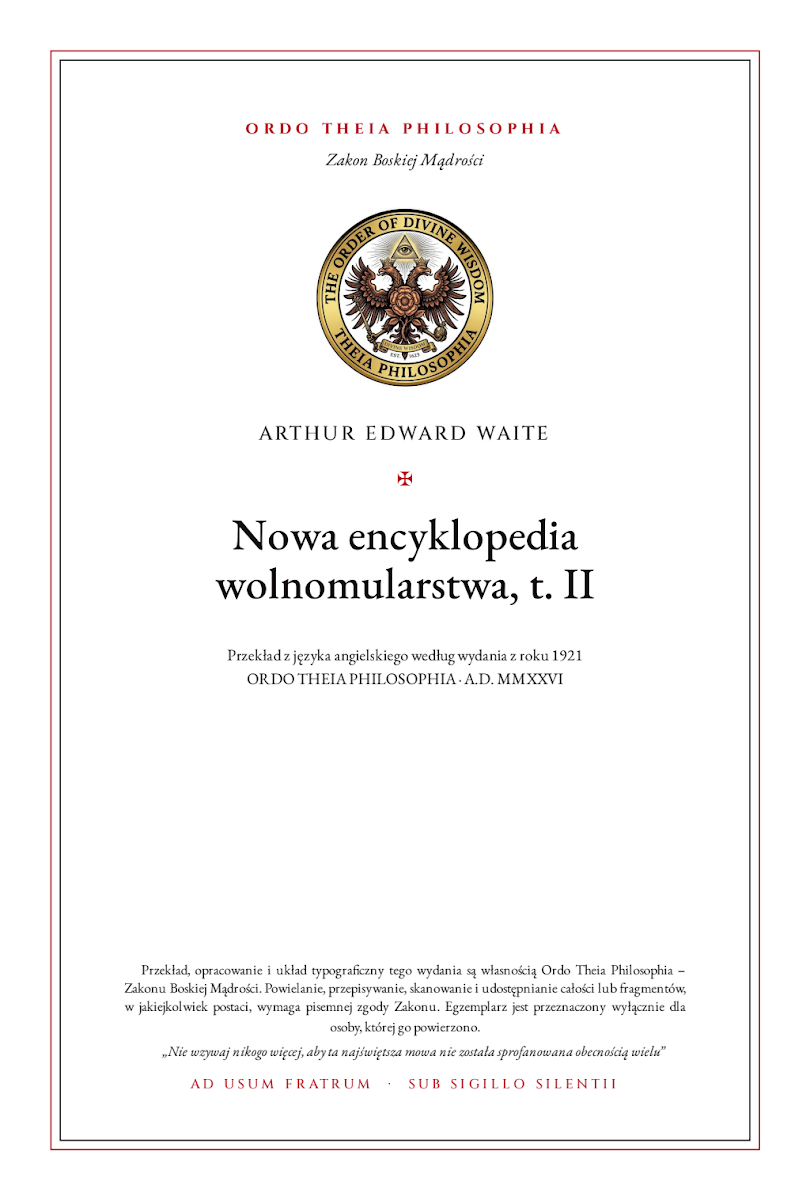 Pierwsza strona: Nowa encyklopedia wolnomularstwa, t. II – Arthur Edward Waite