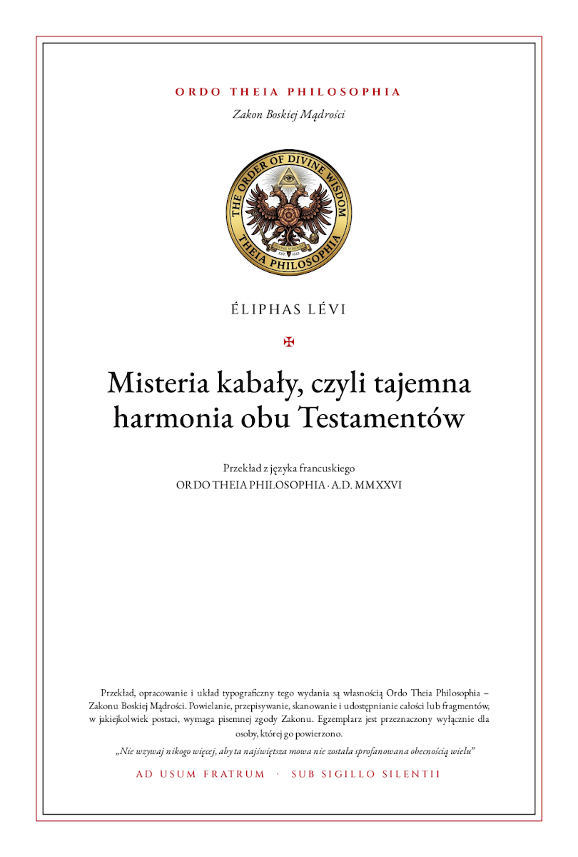 Pierwsza strona: Misteria kabały, czyli tajemna harmonia obu Testamentów – Éliphas Lévi (Alphonse-Louis Constant)