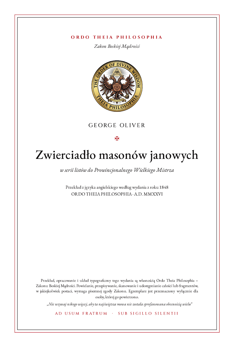 Pierwsza strona: Zwierciadło masonów janowych – George Oliver