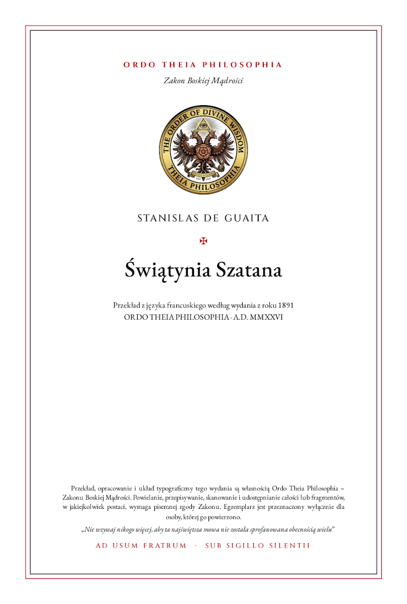 Pierwsza strona: Świątynia Szatana – Stanislas de Guaita