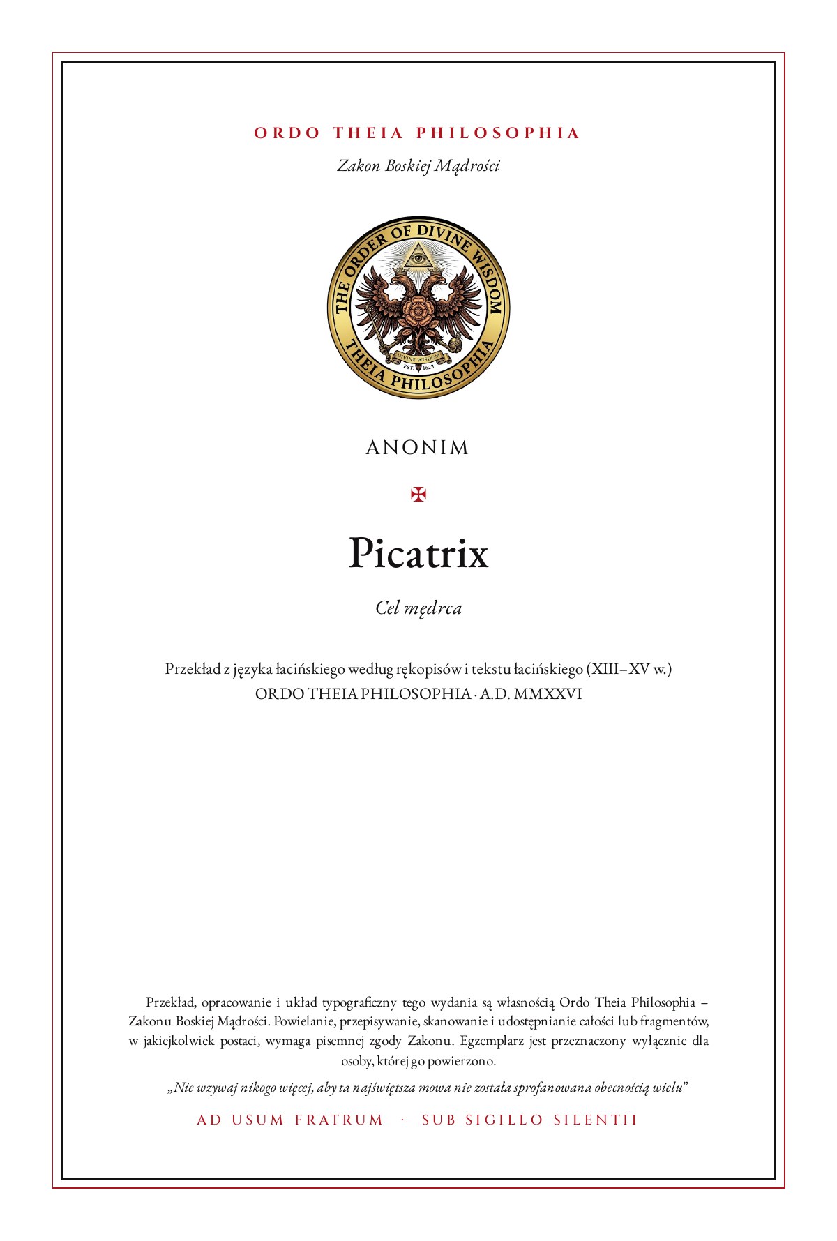 Pierwsza strona: Picatrix – Anonim