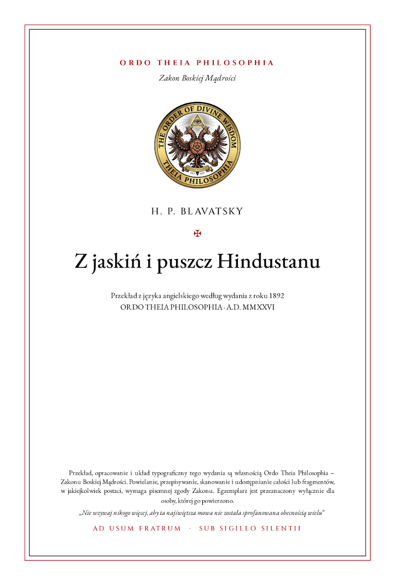 Pierwsza strona: Z jaskiń i puszcz Hindustanu – Helena Pietrowna Bławatska (H. P. Blavatsky)