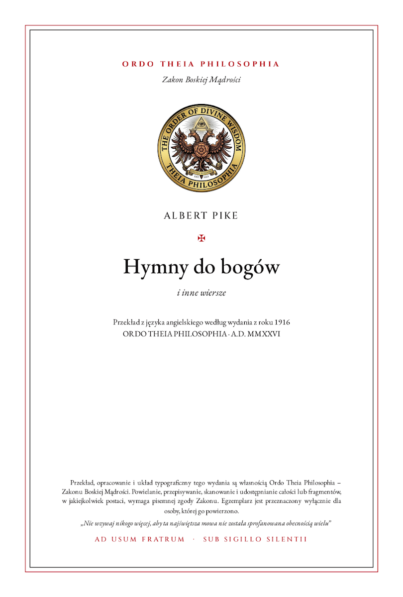 Pierwsza strona: Hymny do bogów – Albert Pike
