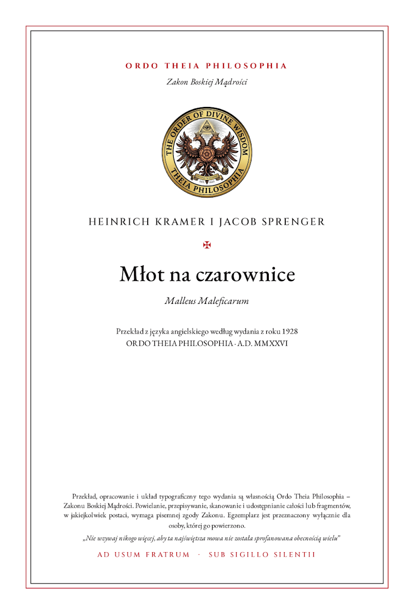 Pierwsza strona: Młot na czarownice – Heinrich Kramer (Institoris) i Jacob Sprenger