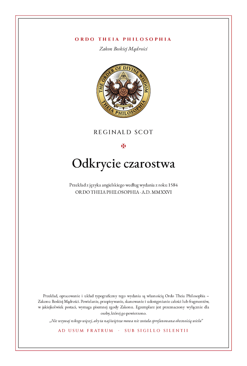 Pierwsza strona: Odkrycie czarostwa – Reginald Scot
