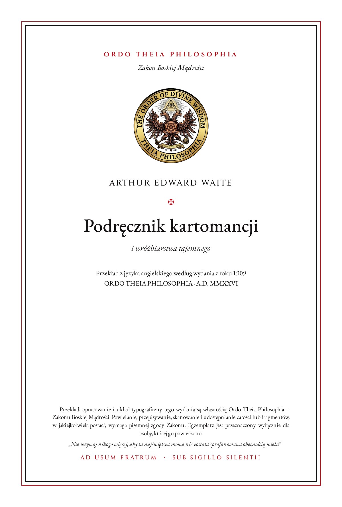 Pierwsza strona: Podręcznik kartomancji – Arthur Edward Waite