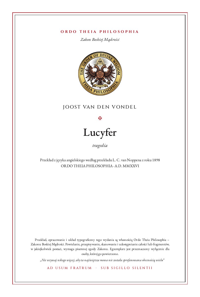 Pierwsza strona: Lucyfer – Joost van den Vondel