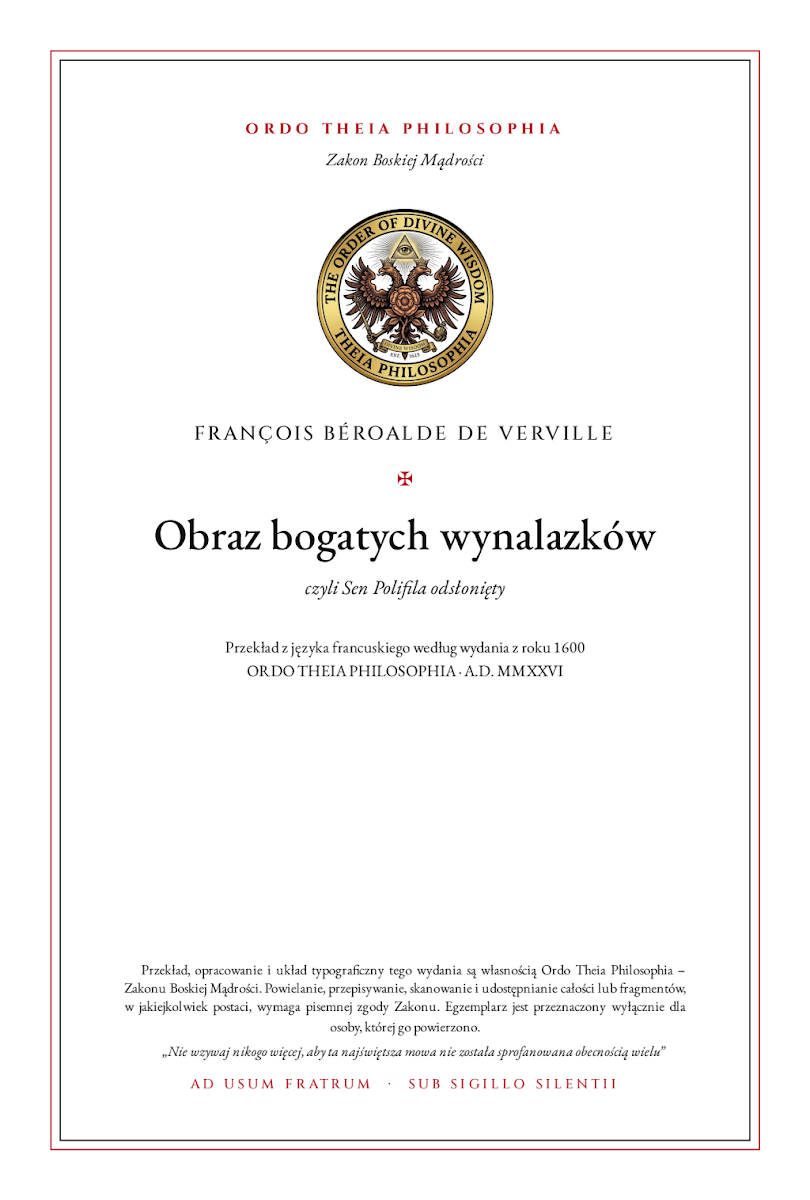Pierwsza strona: Obraz bogatych wynalazków – François Béroalde de Verville
