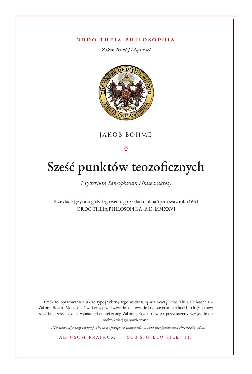 Pierwsza strona: Sześć punktów teozoficznych – Jakob Böhme