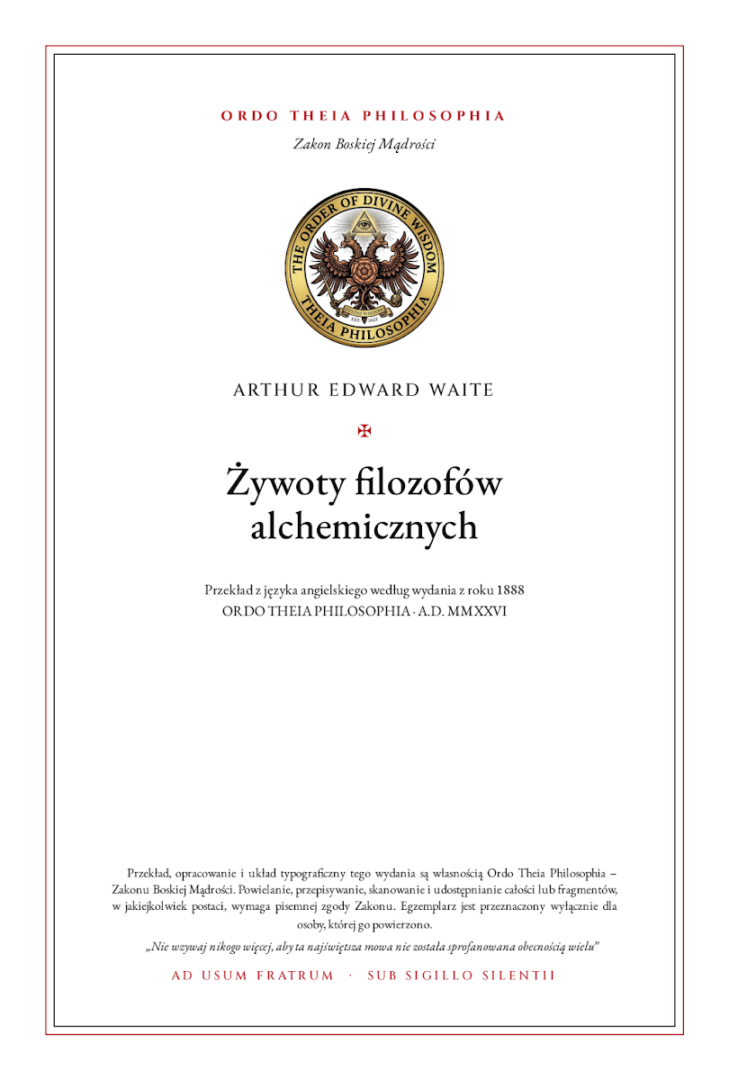 Pierwsza strona: Żywoty filozofów alchemicznych – Arthur Edward Waite