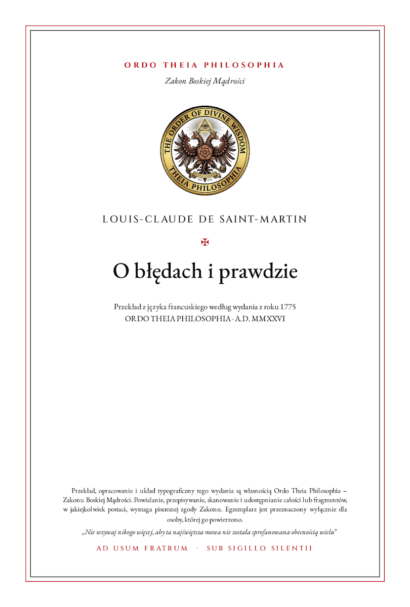 Pierwsza strona: O błędach i prawdzie – Louis-Claude de Saint-Martin