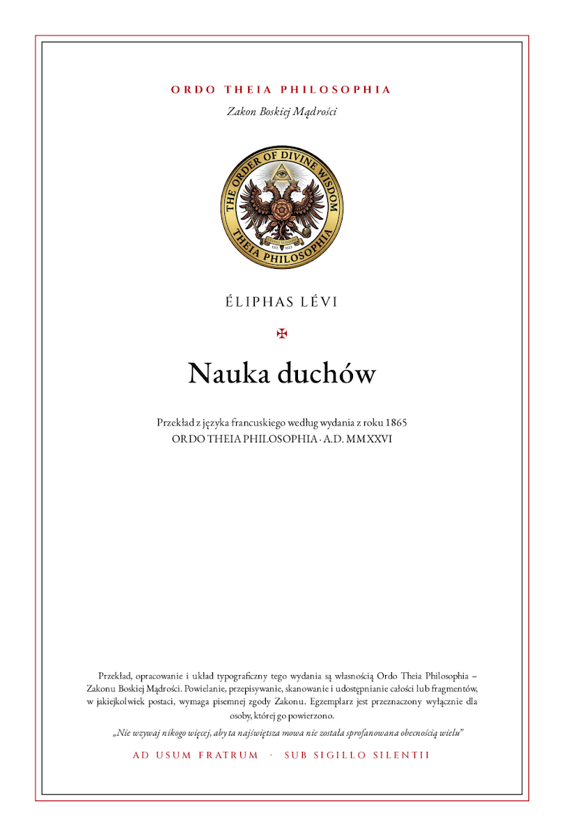 Pierwsza strona: Nauka duchów – Éliphas Lévi