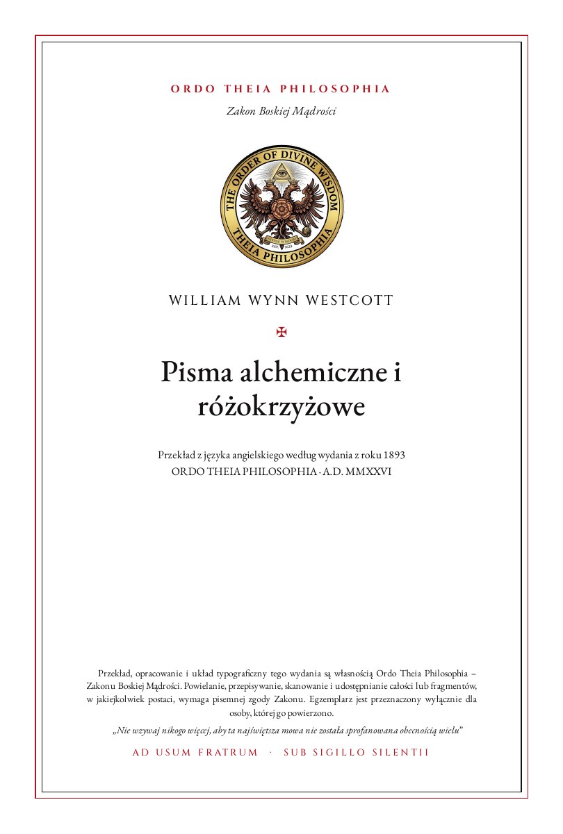 Pierwsza strona: Pisma alchemiczne i różokrzyżowe – William Wynn Westcott