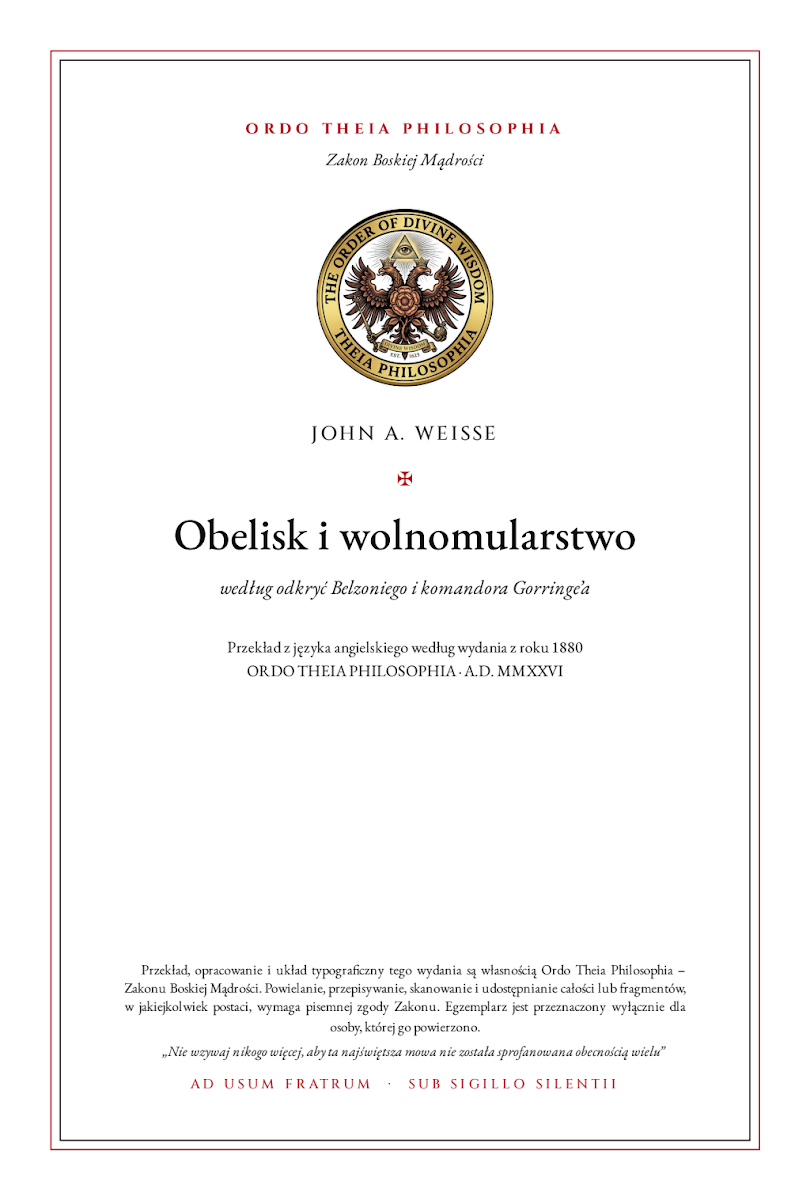 Pierwsza strona: Obelisk i wolnomularstwo – John A. Weisse