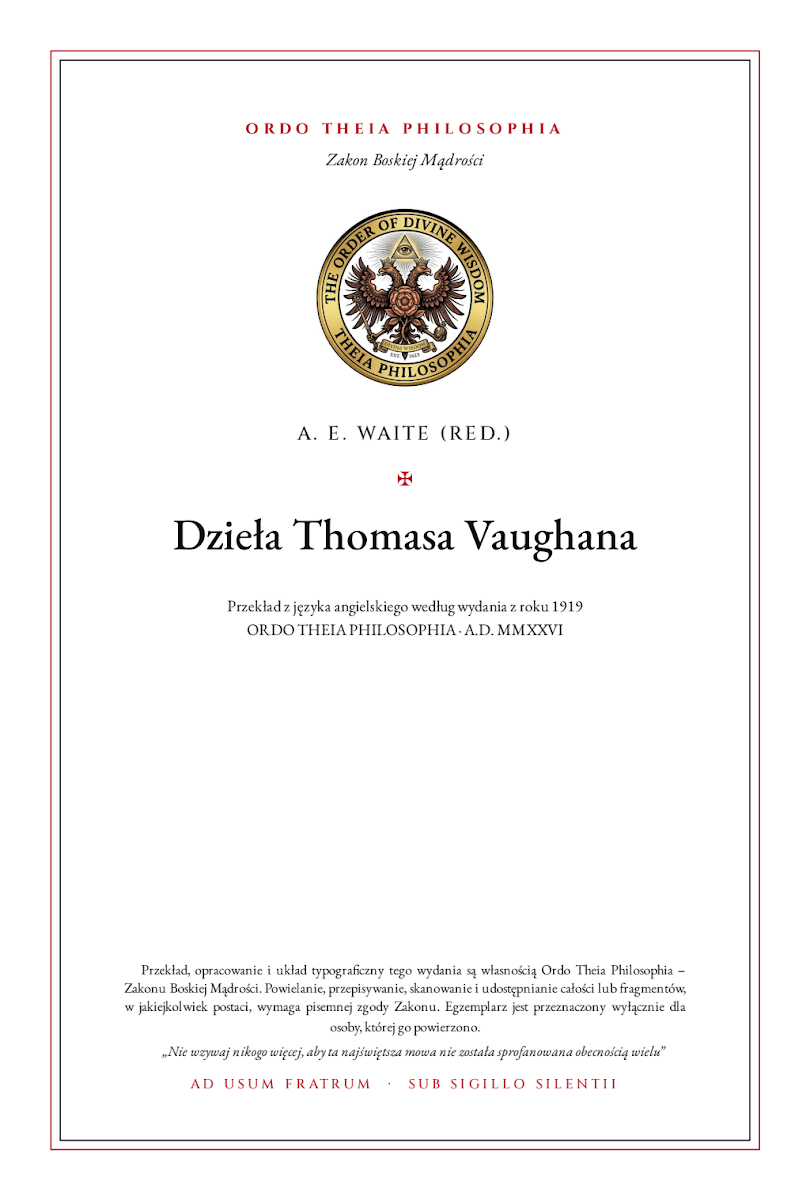 Pierwsza strona: Dzieła Thomasa Vaughana – Arthur Edward Waite (red.)