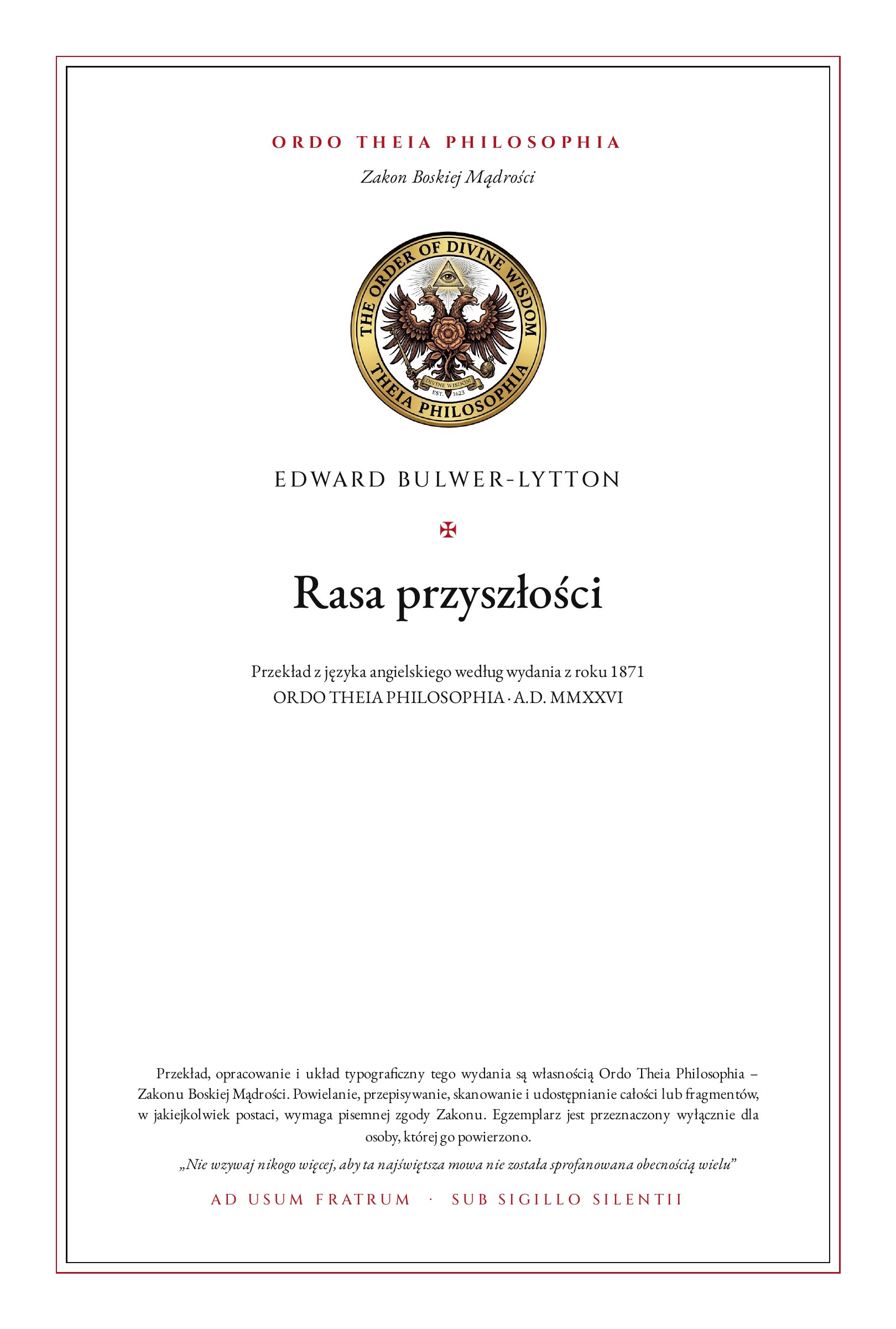 Pierwsza strona: Rasa przyszłości – Edward Bulwer-Lytton