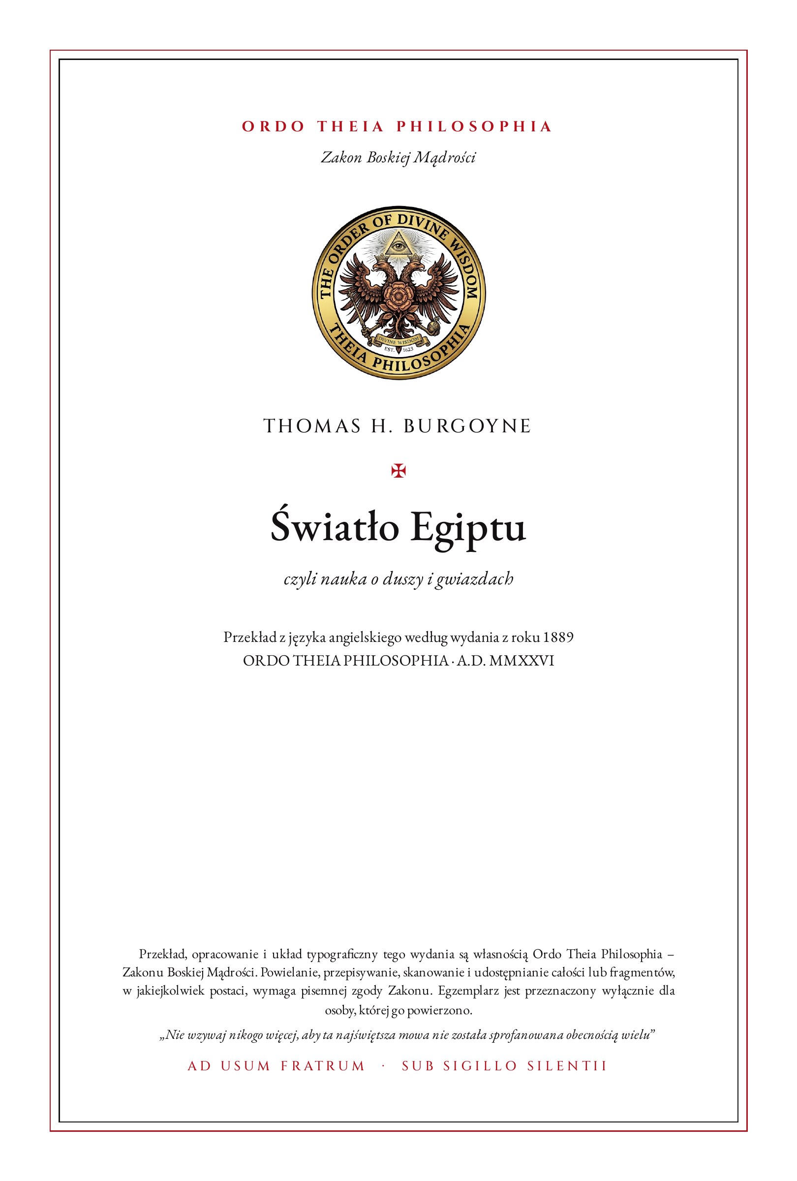 Pierwsza strona: Światło Egiptu – Thomas Henry Burgoyne