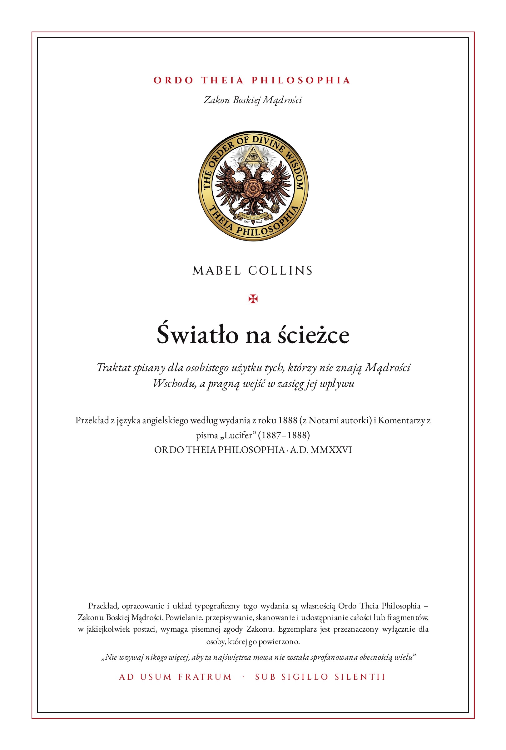 Pierwsza strona: Światło na ścieżce – Mabel Collins