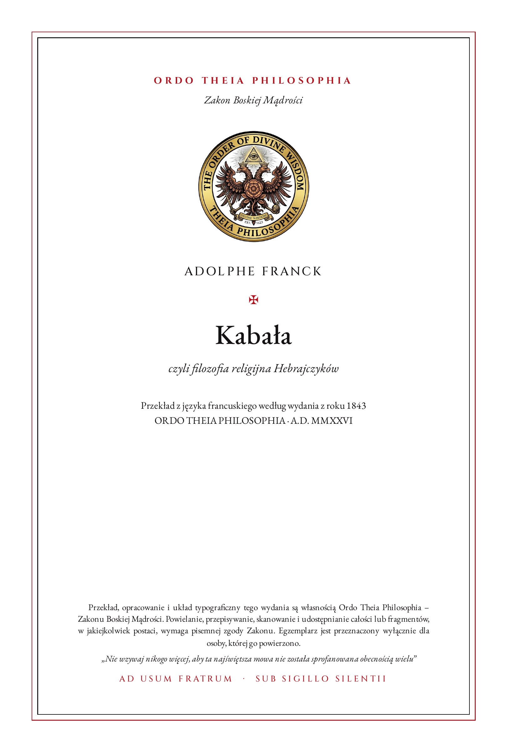 Pierwsza strona: Kabała – Adolphe Franck
