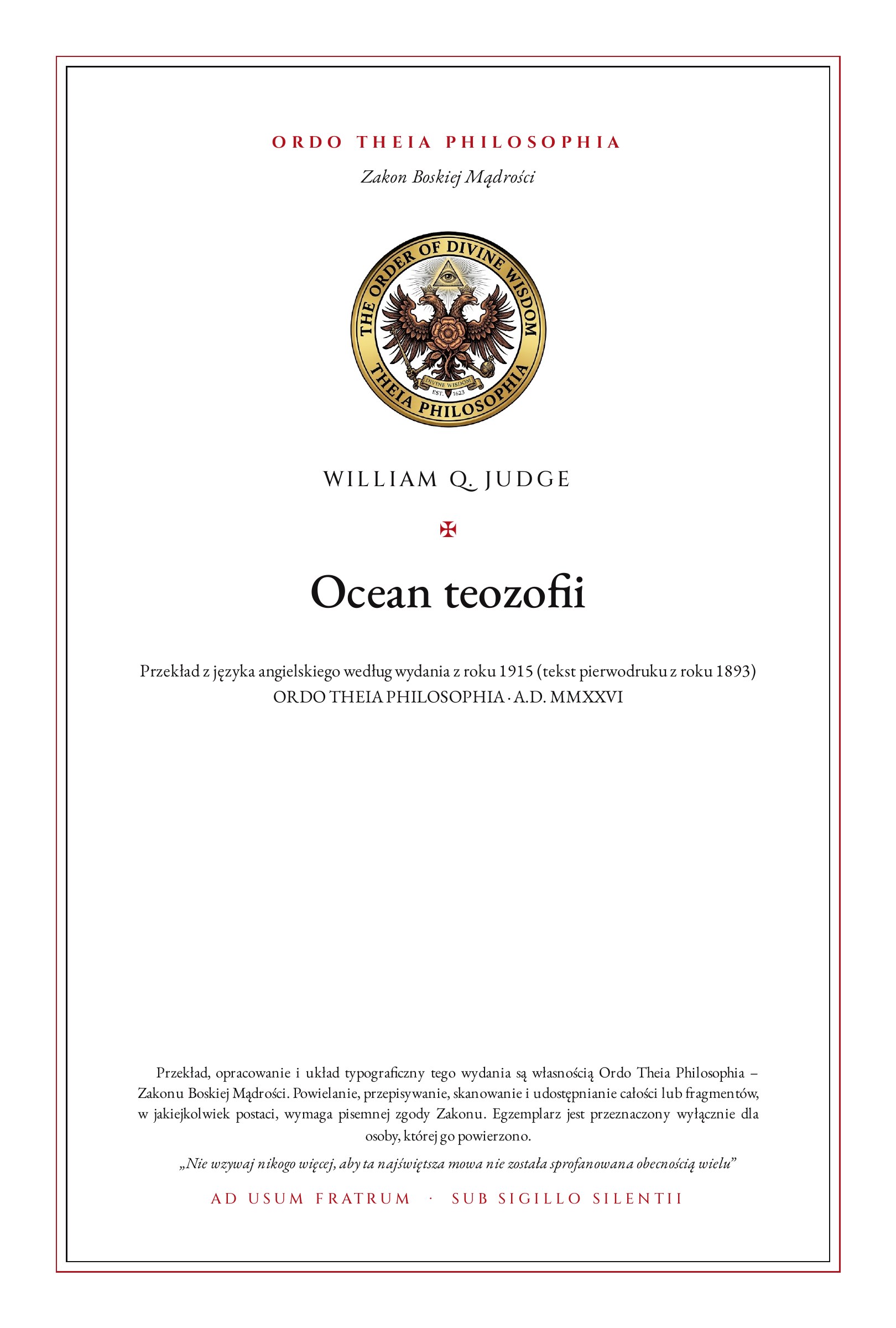 Pierwsza strona: Ocean teozofii – William Quan Judge