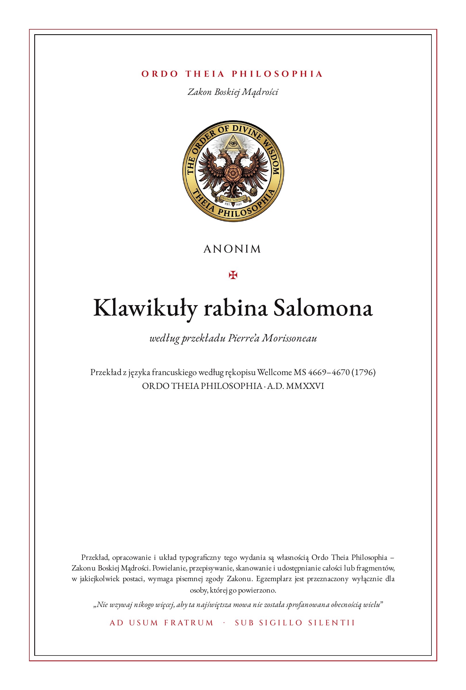 Pierwsza strona: Klawikuły rabina Salomona – Anonim