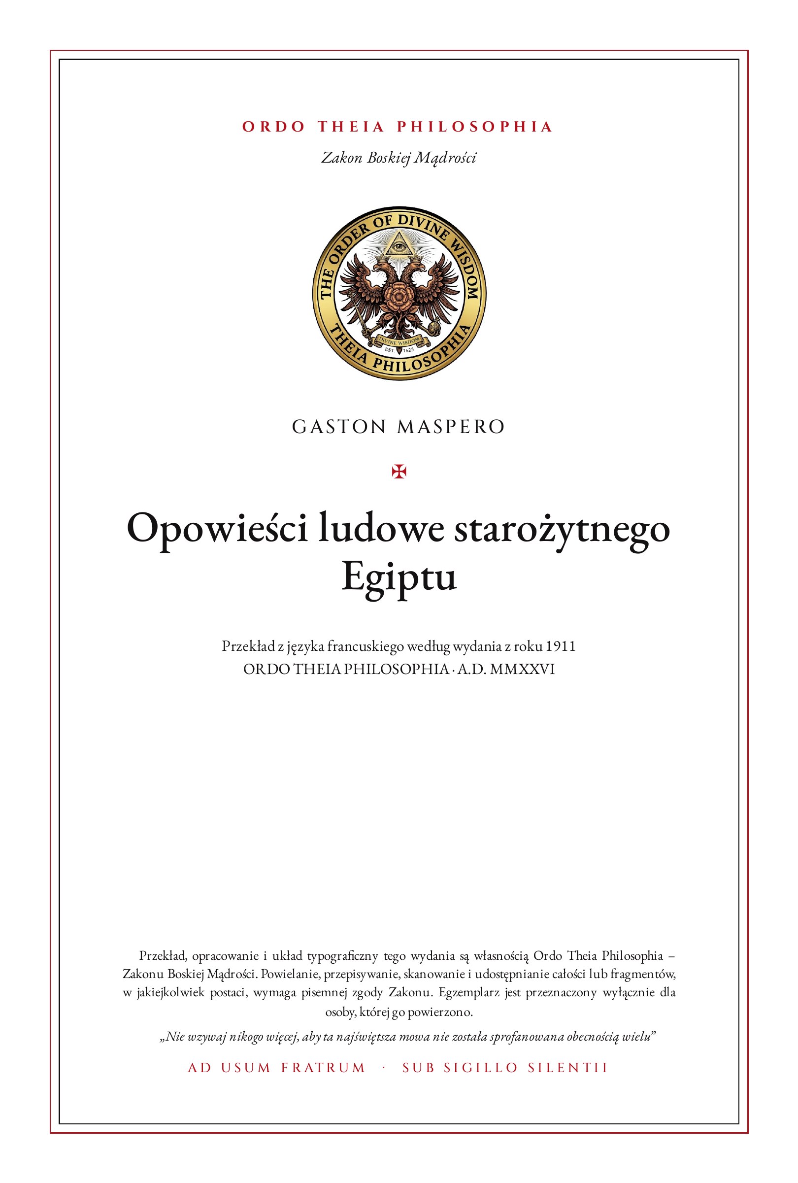 Pierwsza strona: Opowieści ludowe starożytnego Egiptu – Gaston Maspero